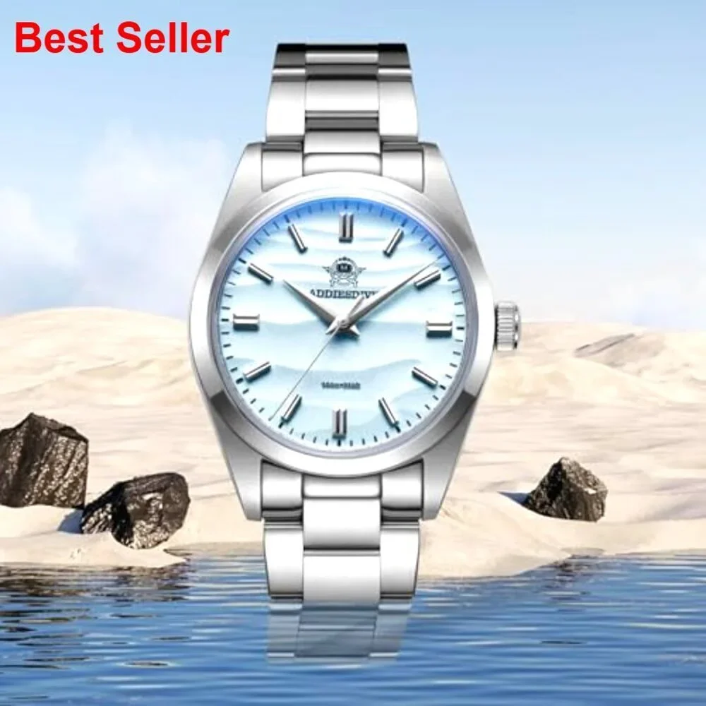 36mm Stainless Steel Watch with VH31 Movement Waterproof 100m